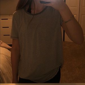 Gray and white striped Tee. light worn